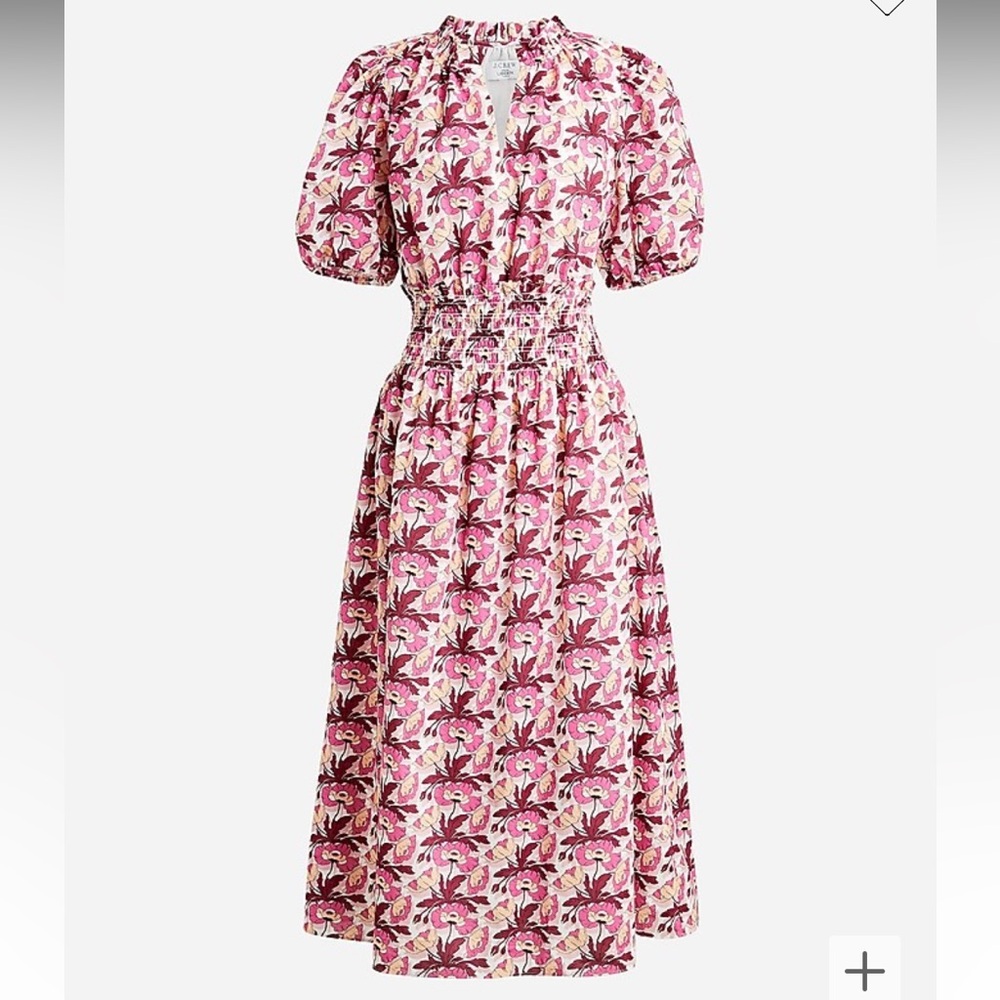 J. CREW | NWT Liberty London Butterfield Poppy Print Smocked Waist Floral Dress